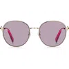Marc Jacobs 56mm Round Sunglasses In Gold Burgundy/violet