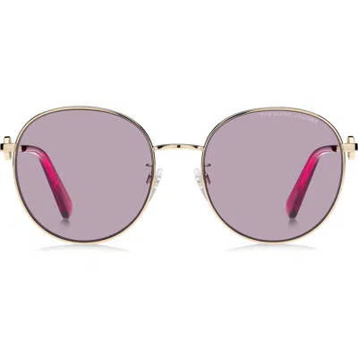 Marc Jacobs 56mm Round Sunglasses In Gold Burgundy/violet