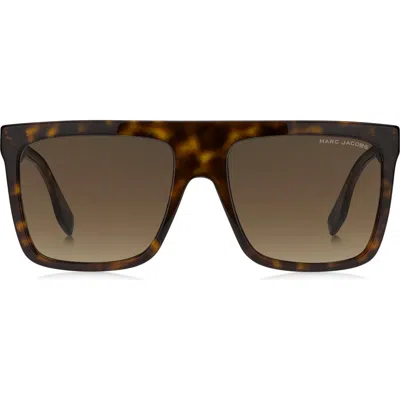 Marc Jacobs 57mm Flat Top Sunglasses In Havana/brown Gradient