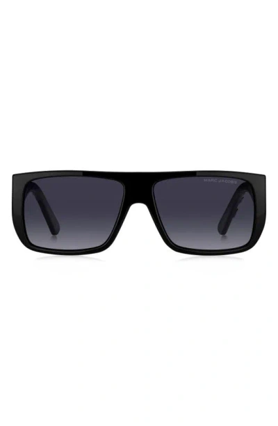 Marc Jacobs Women's 57mm Square Sunglasses In Black White Grey Gradient
