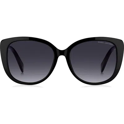 Marc Jacobs 57mm Gradient Cat Eye Sunglasses In Black/dark Grey
