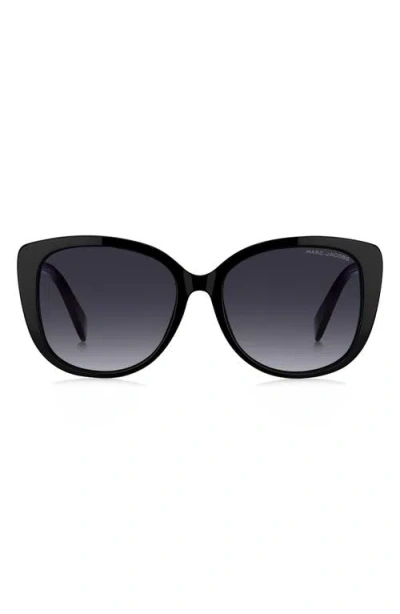 Marc Jacobs 57mm Gradient Cat Eye Sunglasses In Black/dark Grey