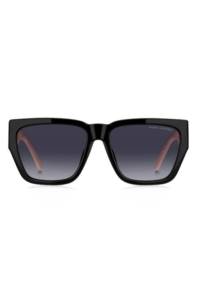 Marc Jacobs 57mm Gradient Rectangular Sunglasses In Black Pink/dark Grey Sf