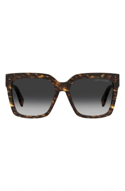 Marc Jacobs 57mm Polarized Gradient Square Sunglasses In Havana/brown