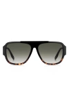 Marc Jacobs 58mm Flat Top Sunglasses In Black Havana/ Green Shaded