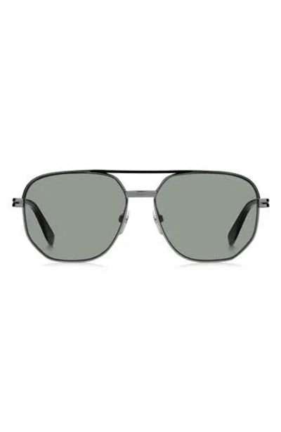 Marc Jacobs 58mm Gradient Aviator Sunglasses In Ruthenium Black/green