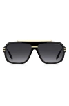 Marc Jacobs 58mm Gradient Flat Top Rectangular Sunglasses In Black Gold/dark Grey Sf