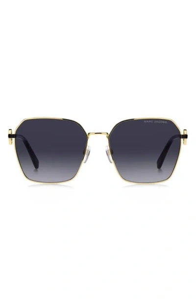 Marc Jacobs 58mm Gradient Square Sunglasses In Gold Black/ Grey Shaded