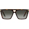 Marc Jacobs 58mm Gradient Square Sunglasses In Havana/green Shaded
