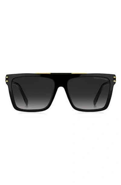 Marc Jacobs 58mm Rectangle Sunglasses In Black/grey Shaded