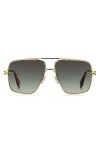Marc Jacobs 59mm Gradient Square Sunglasses With Chain In Gold Havana/gray Green