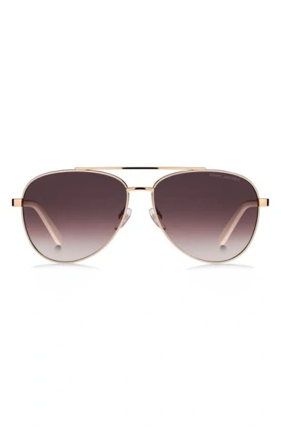 Marc Jacobs 60mm Gradient Aviator Sunglasses In Gold Ivory/ Brown Gradient