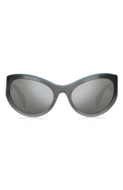 Marc Jacobs 61mm Wrap Cat Eye Sunglasses In Silver/silver Mirror
