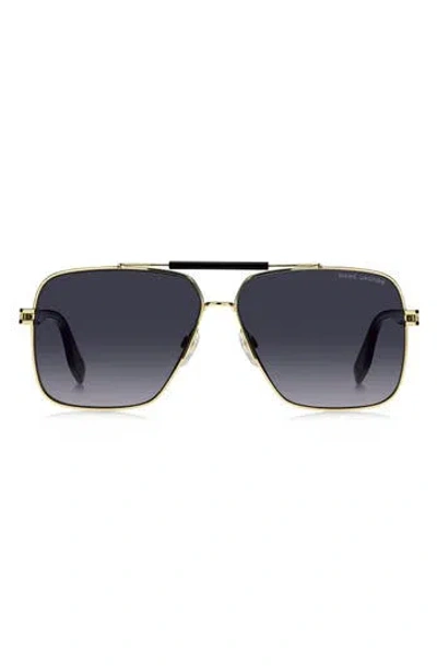 Marc Jacobs 62mm Gradient Square Pilot Sunglasses In Gray