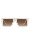 Marc Jacobs 53mm Gradient Rectangular Sunglasses In White
