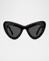 Marc Jacobs 798 Crystal-embellished Cat-eye Sunglasses In Black