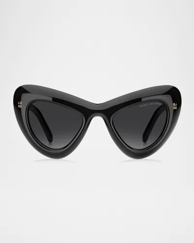 Marc Jacobs 798s Studded Acetate Sunglasses In Crystal Black/dark Grey Sf