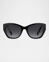 Marc Jacobs 807s Acetate Rectangle Sunglasses In Black/dark Grey