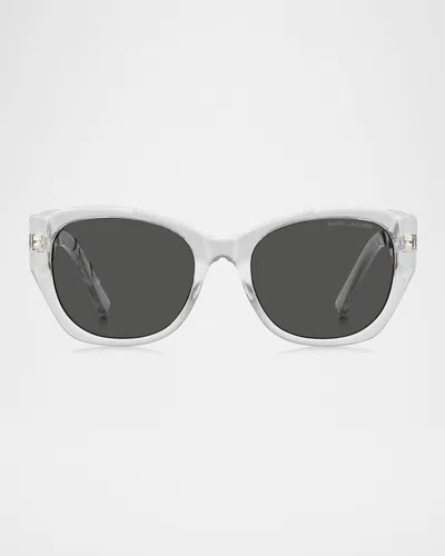 Marc Jacobs 807s Acetate Rectangle Sunglasses In Crystal/grey