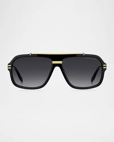 Marc Jacobs 840s Gradient Aviator Acetate Sunglasses In Black Gold