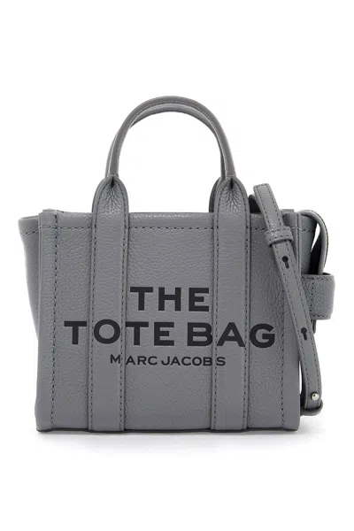 Marc Jacobs The Leather Mini Tote Bag In 灰色的