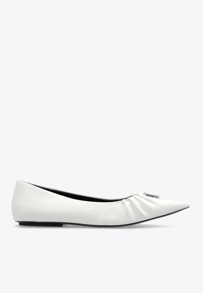 Marc Jacobs Ali Patent Leather Pointed Flats In White
