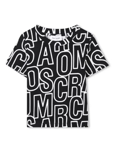 Marc Jacobs All-over Logo Print Short Sleeve T-shirt In Black