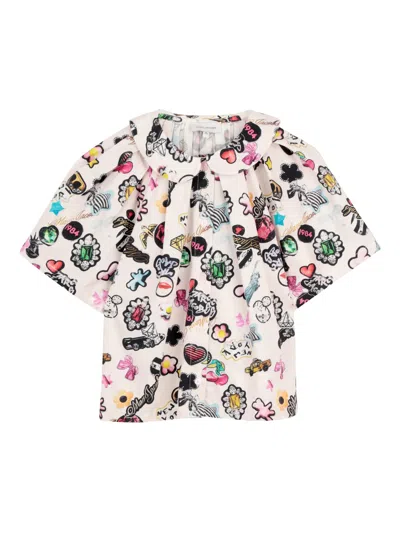 Marc Jacobs All-over Print Short Sleeve Shirt For Girls In Pink
