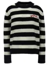 Marc Jacobs Pullover The Striped Brushed Logo Sweater In Black