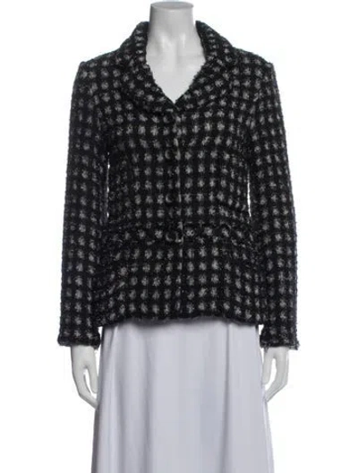 Pre-owned Marc Jacobs Angora Tweed Pattern Blazer In Black