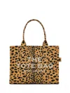 Marc Jacobs Animal Print Cotton Tote Bag With Embroidered Logo In Brown