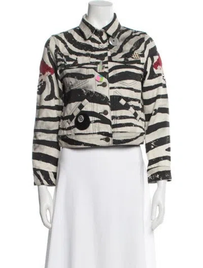 Pre-owned Marc Jacobs Animal Print Denim Jacket In Gray
