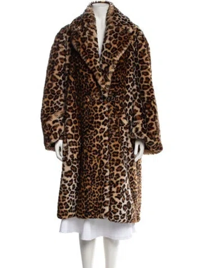 Pre-owned Marc Jacobs Animal Print Faux Fur Coat In Brown