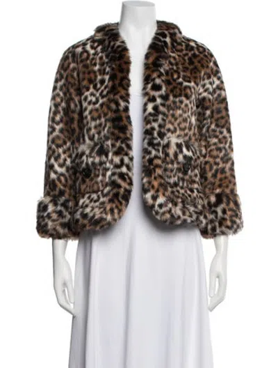 Pre-owned Marc Jacobs Animal Print Faux Fur Jacket In Brown