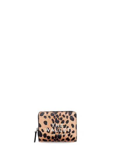 Marc Jacobs Animal Print Leather Zip Wallet In Brown
