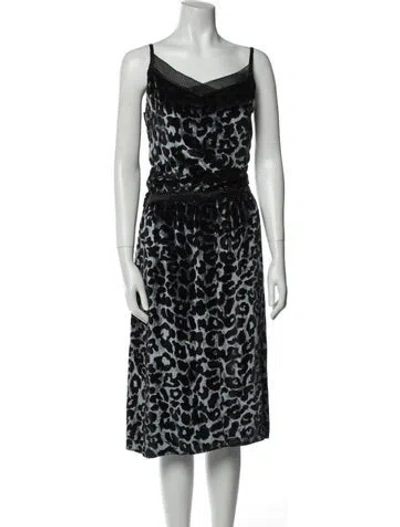 Pre-owned Marc Jacobs Animal Print Midi Length Dress In Black