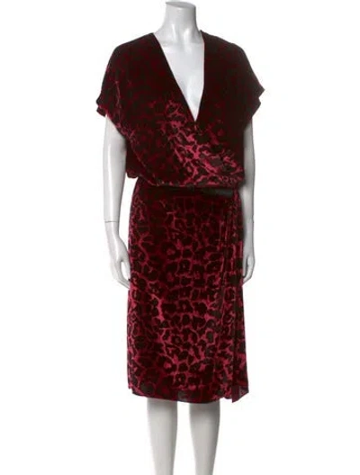 Pre-owned Marc Jacobs Animal Print Midi Length Dress In Burgundy