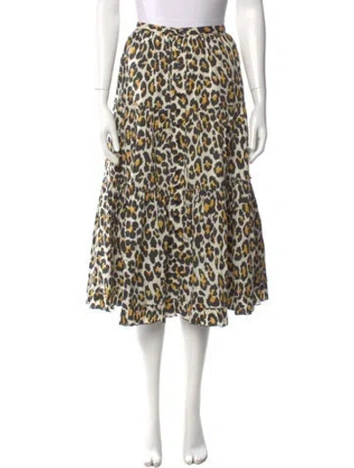 Pre-owned Marc Jacobs Animal Print Midi Length Skirt In Yellow