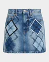 Marc Jacobs Argyle Patchwork Mini Skirt Bright Indigo In Blue