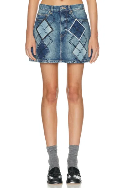 Marc Jacobs Argyle Patchwork Mini Skirt In Blue