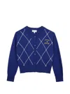 Marc Jacobs Argyle-pattern Embroidered Cardigan In Blue
