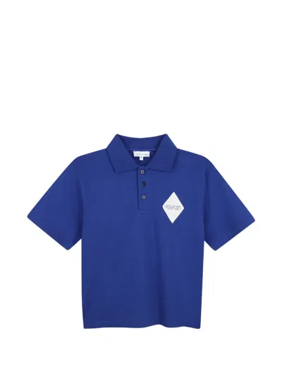 Marc Jacobs Kids' Argyle-pattern Logo-patch Polo Shirt In Blue