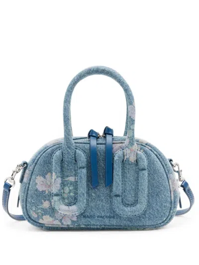 Marc Jacobs Babe Mini Top-handle In Antique Floral Denim In Blue