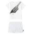 Marc Jacobs Baby Cotton T-shirt And Shorts Set In Blue
