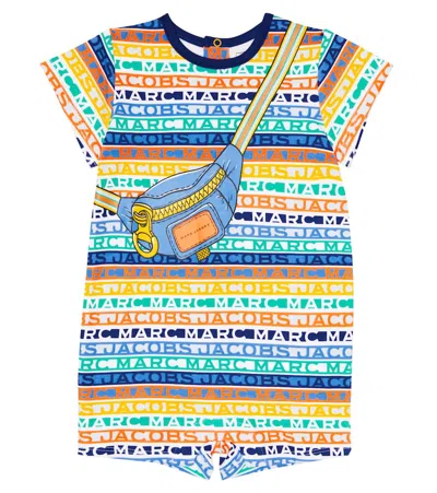 Marc Jacobs Baby Logo Cotton Jersey Playsuit In Multicoloured