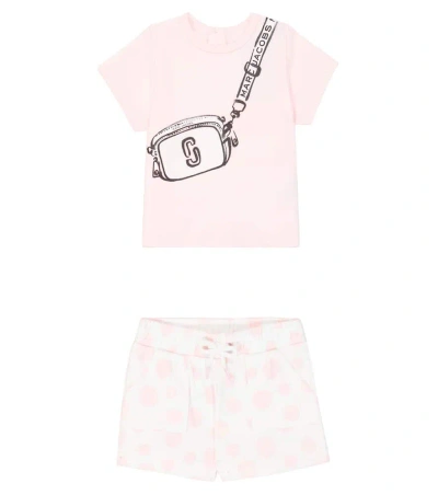 Marc Jacobs Baby Printed Cotton T-shirt And Shorts Set In Pink  White