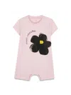 Marc Jacobs Pink Romper For Baby Girl With Flower In Pink