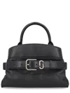 Marc Jacobs The Satchel Dakota Small Black Handbag With Logo Embossed On The Back And Belt Closure In Leather Wo In Black