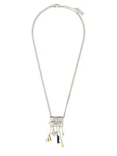 Marc Jacobs Bag Life Necklace In Metallic