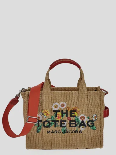 Marc Jacobs Medium Tote Embroidery Daisy Raffia In Brown
